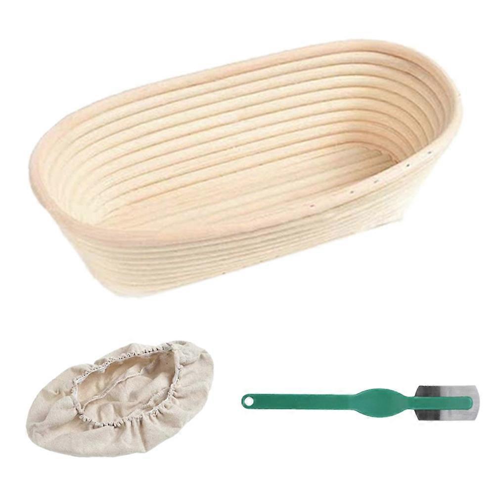 Oval Rattan Bread Proofing Dough Fermentation Basket with Cloth Cover Scraper KAESI