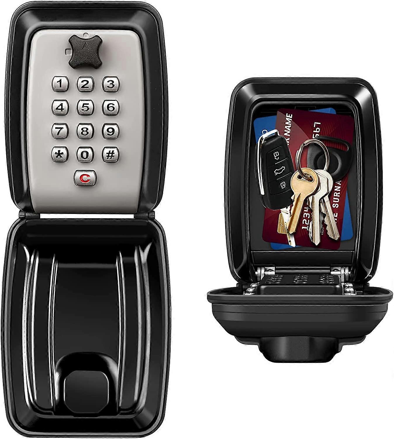 Large outdoor key box with wall safe