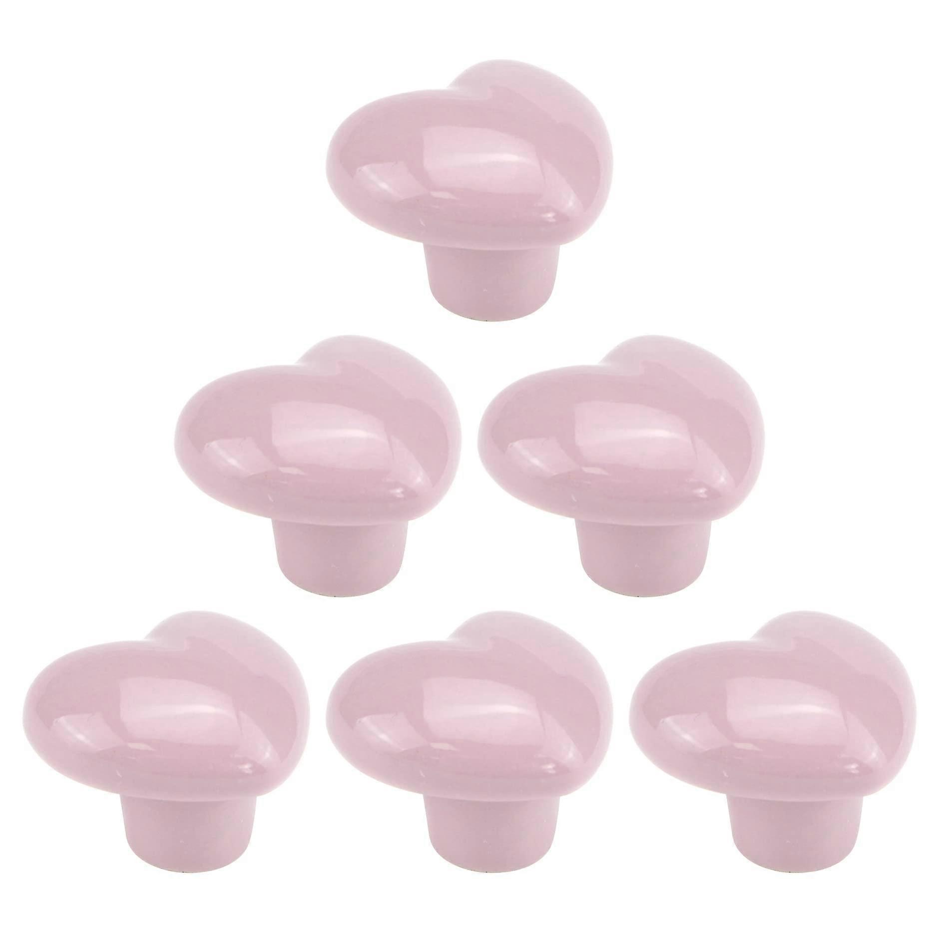 12 Pcs Ceramic Heart Shape Cabinet Knobs Glossy Ceramic Pulls Handle Cupboard Door Knobs Wardrobe Drawer Knobs, Light Pink