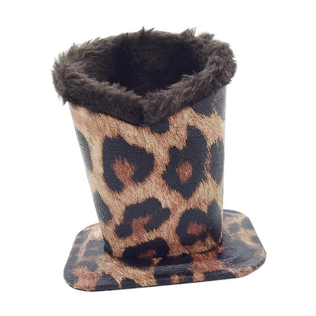 Plush Lined Eyeglass Holder Stand Case For Desk or Nightstand Leopard