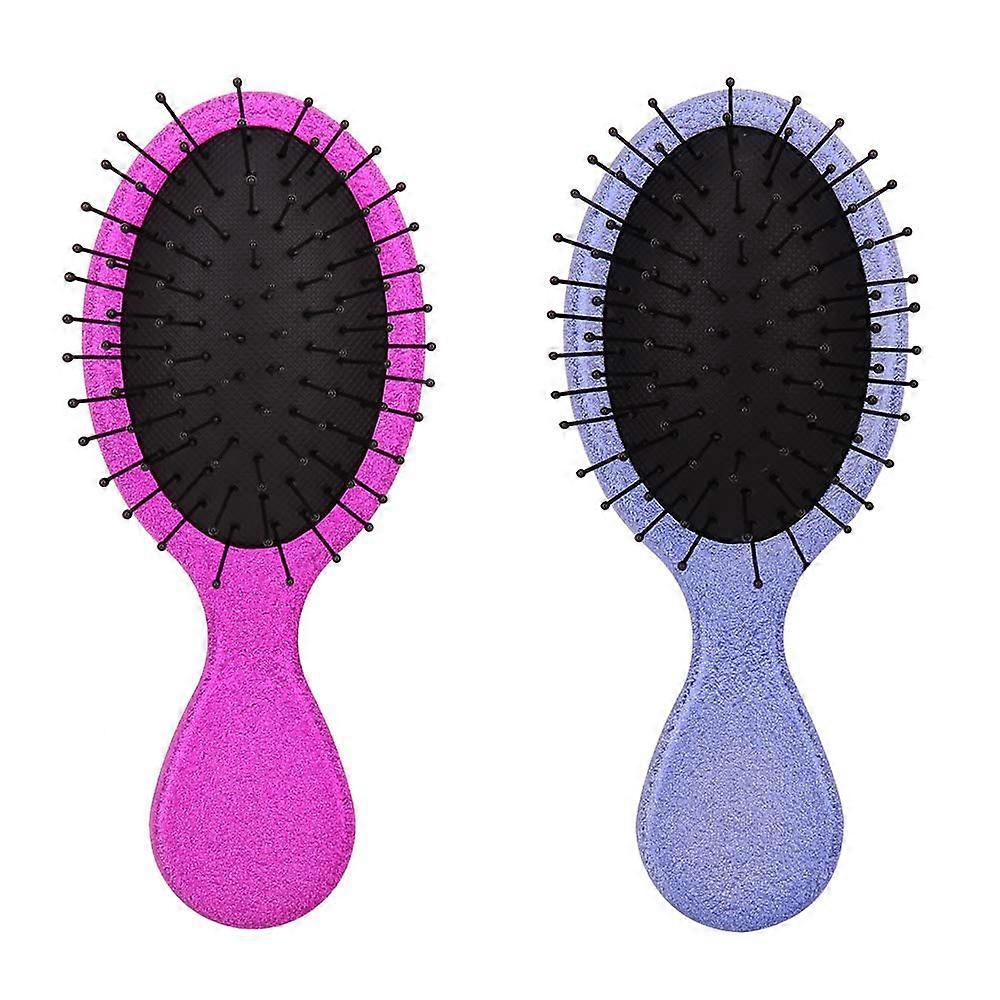 Tragbare Haarbürste 2er-Set, Rose + Lila