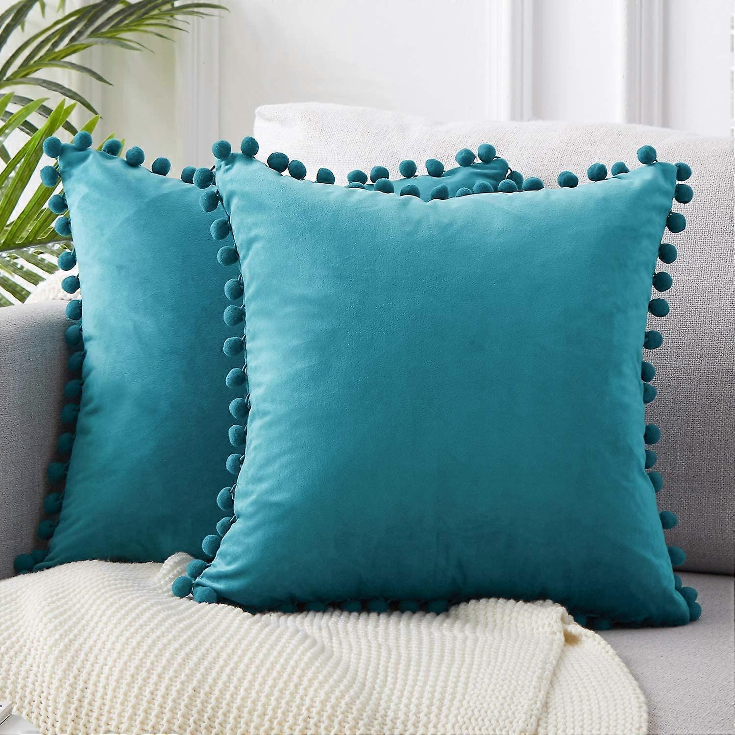 Conjunto de 2 Beijos com Pompons Sofá Travesseiro Irmão 45X45
