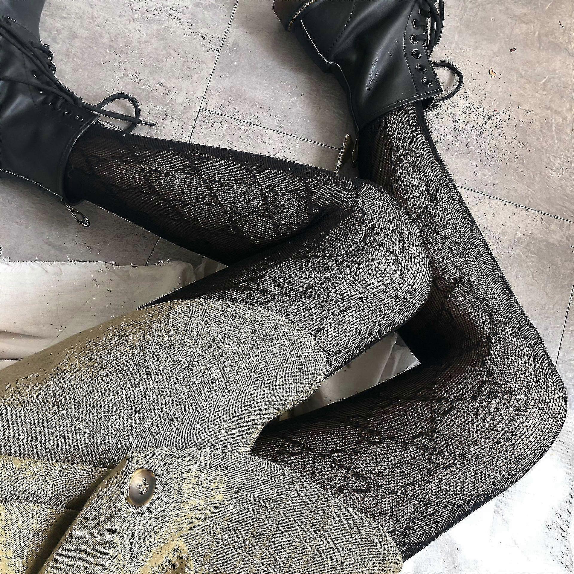 2024 Nouveau Double Lettre Cc Transparent Collants Minces Bas Résille Bas Bas Sexy Collants Collants Party Club