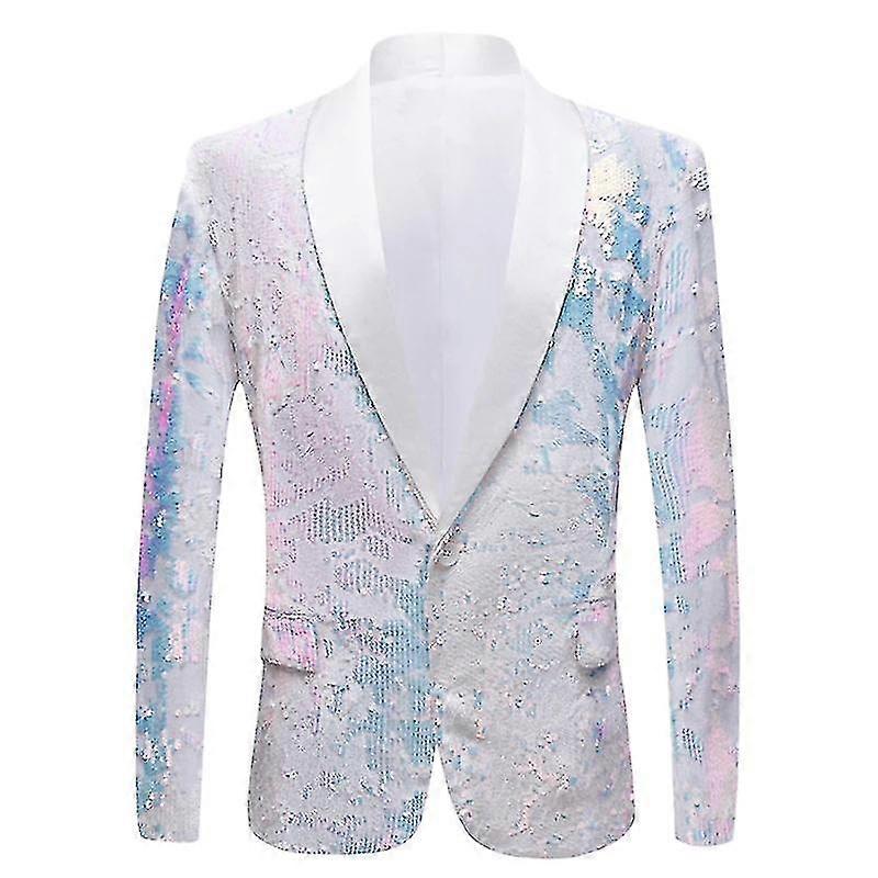 Men's Blazer White Velvet Sequin Suit