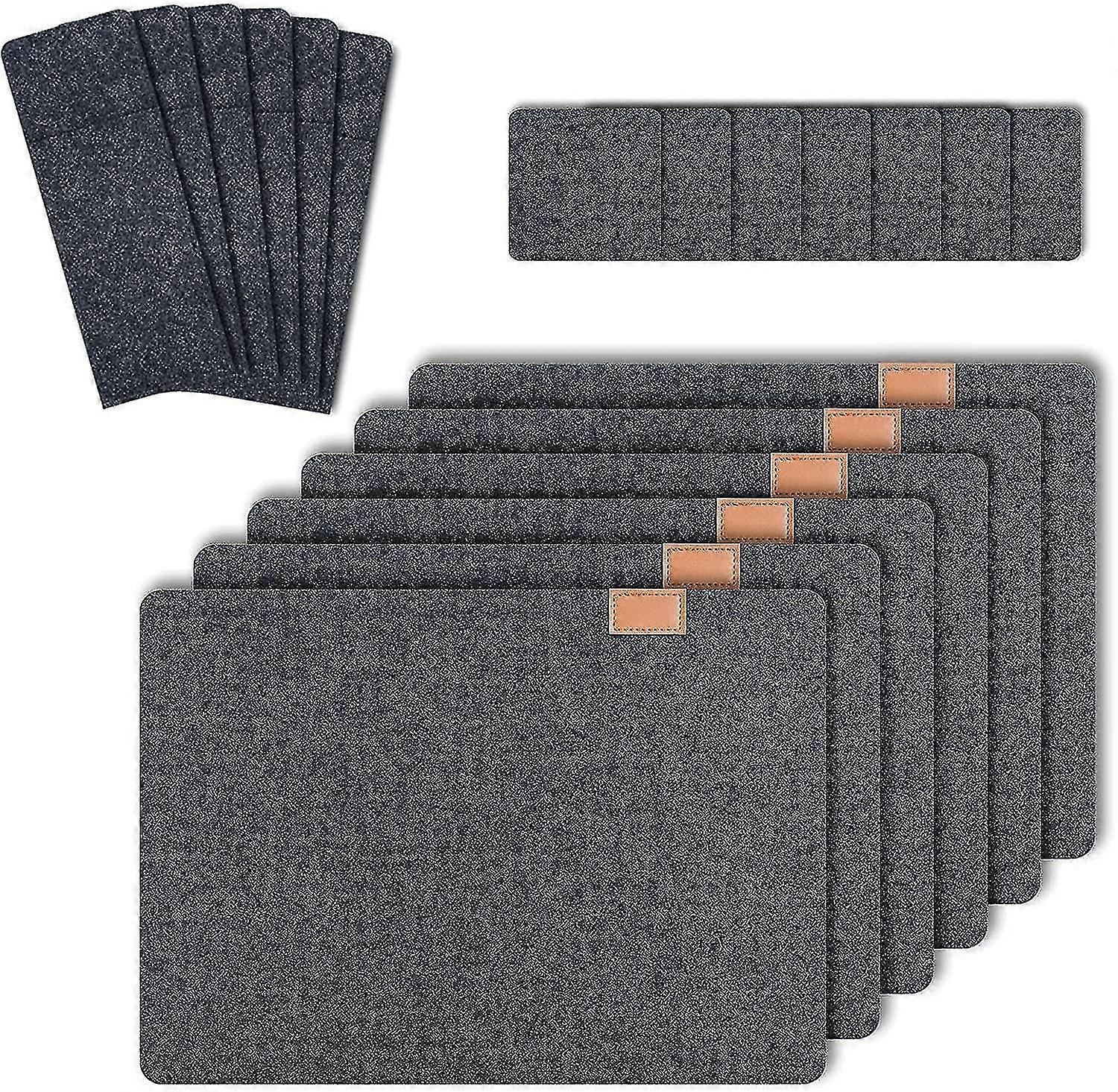 6 ensemble de sets de table lavables en feutre anthracite