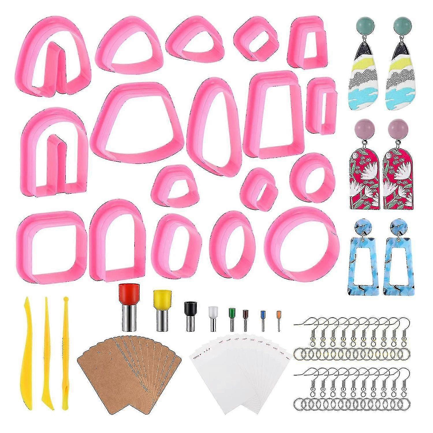 Argile polymère, boucle d’oreille en argile Argile argile Argile Sculpture Argile Kit de fabrication de boucles d’oreilles, rose