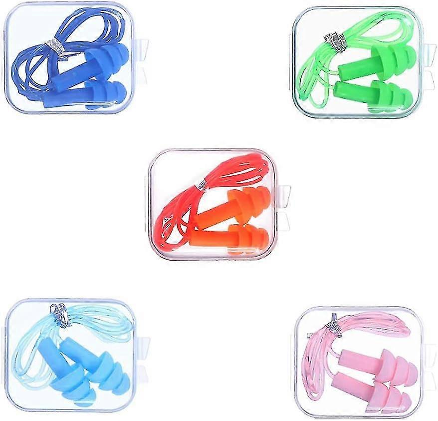 5 Pairs Reusable Silicone Ear Plugs, Snoring Sleeping Earplugs, Comfortable Hypoallergenic Material Earplugs for Work, Studying, Noisy Places