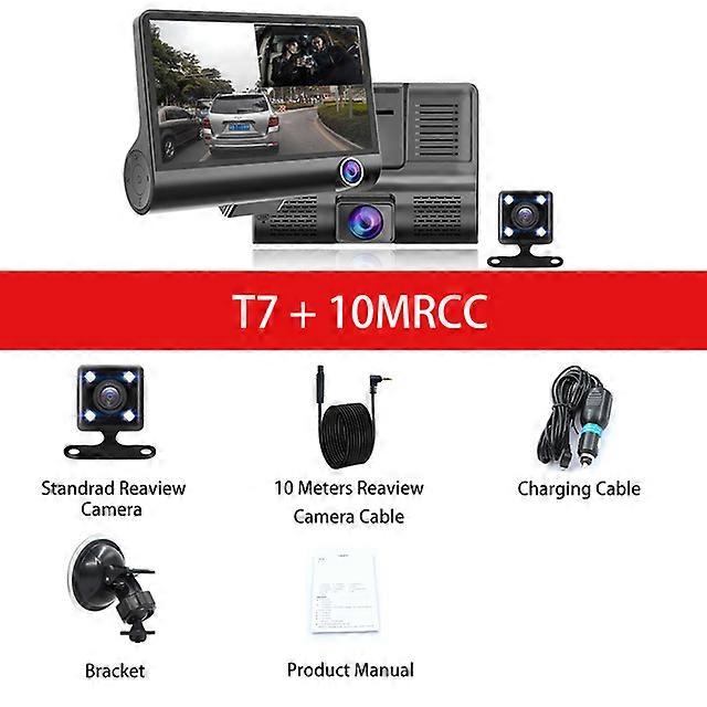 DashCam Car DVR 4 Inch Full HD 1080P 3 Lens Auto Video Recorder 170 G-sensor Parking Monitoring Night Vision Camcorder