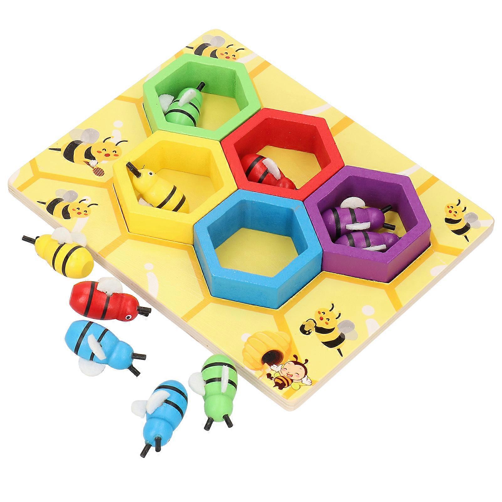 Wooden Beehive Senior Toddlers Educational Match Clip Toy Cognitive Development Gift