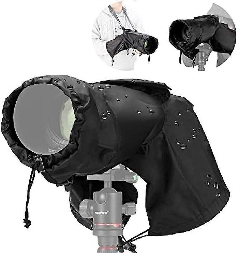 Camera Rain Cover, Small Size Durable Nylon Raincoat Compatible with Sony A7 A9 Canon 7D 5D Nikon D750 D850 Cameras and Lenses Within 200mm, with Slee