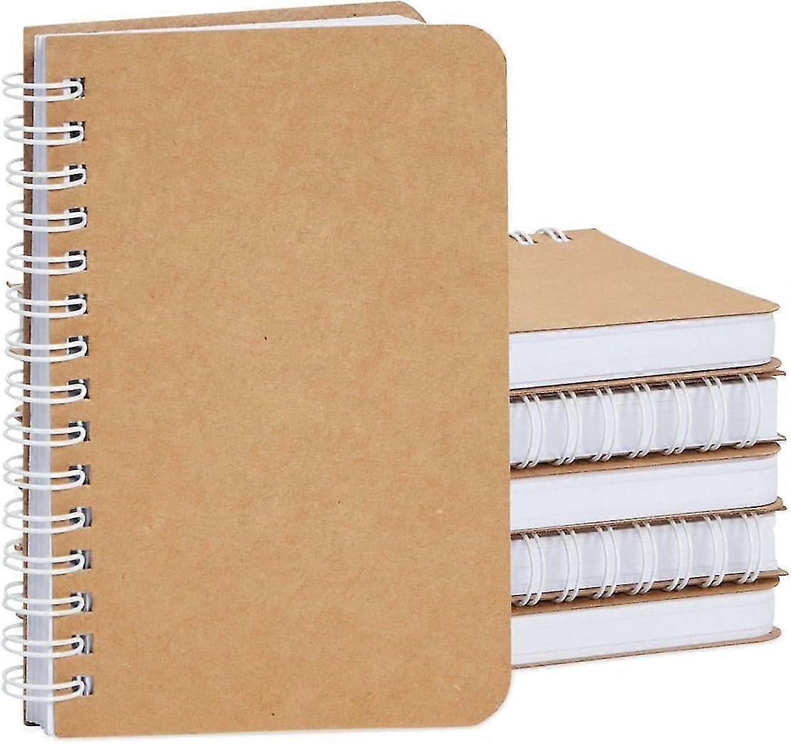 Mini Kraft Notebooks, Unlined A6 Spiral 90-sheet Plain Journal (3.5x5.5 In, 6 Pack)-c