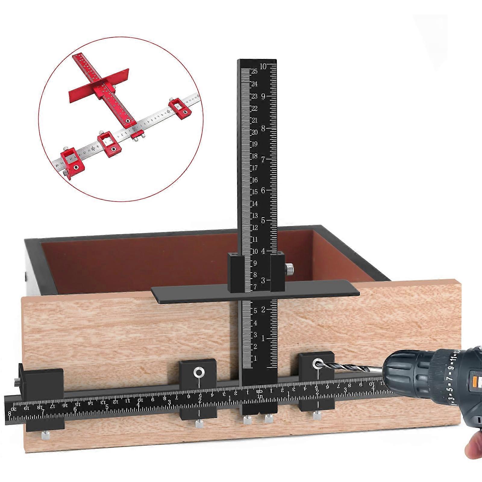 Cabinet Hardware Handle Jig - Aluminum Alloy Cabinet Template Tool Woodworking Drilling Hole,100% New