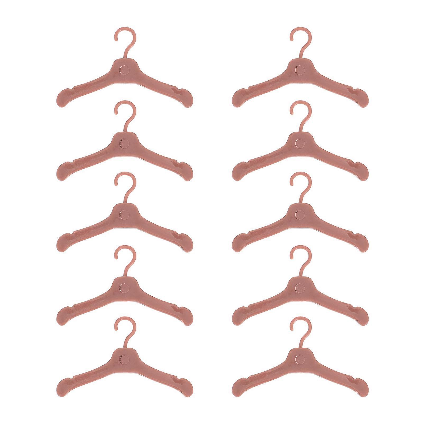 50pcs boneca roupas cabide plástico boneca roupas cabide boneca roupas racks marrom