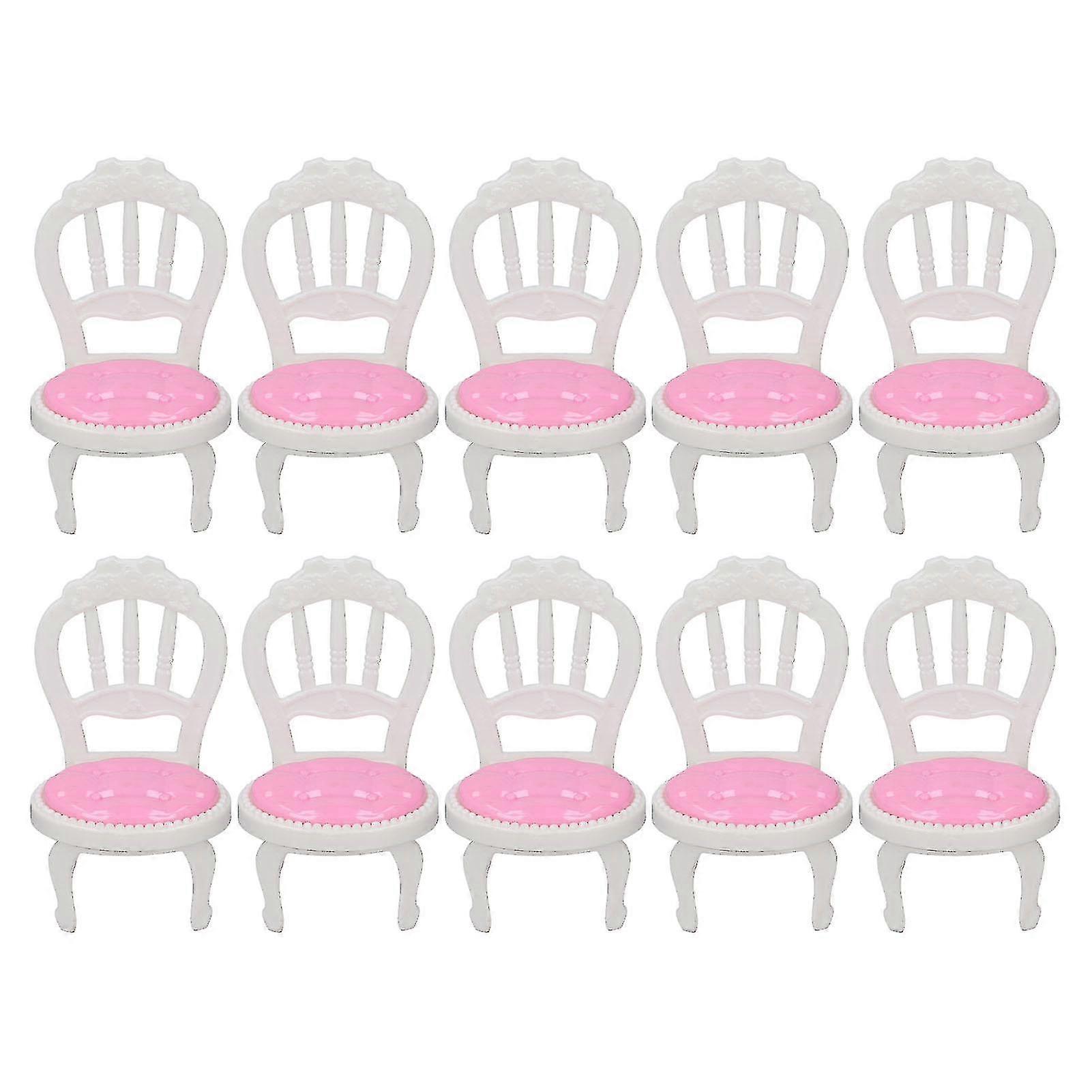Miniature Dollhouse Furniture Dining Chair Set - 10 Pcs Exquisite Lifelike