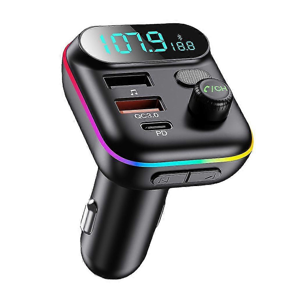 Bluetooth Adapter For Car Fm Transmitter Car Adapter Type-c +qc3.0 Fast Usb Charger, Hands Free Cal