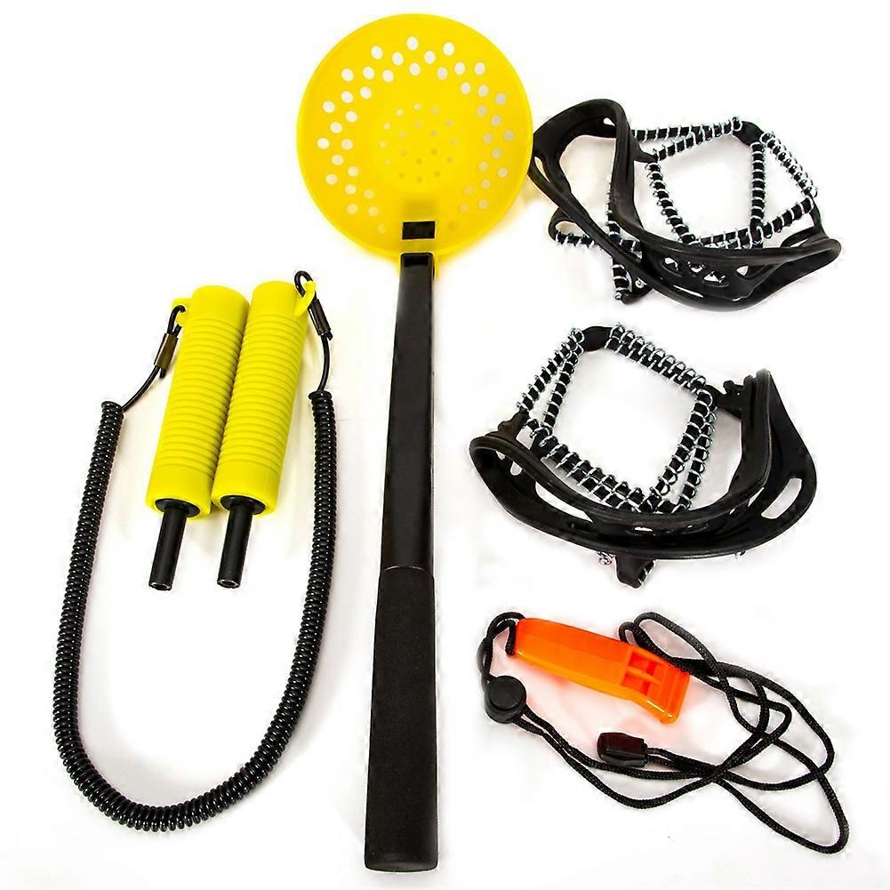 Outdoor Ice Safety Kit Ice Fishing Scoop Scoop with Whistle and Shoe Covers Fishing Equipment,Yello