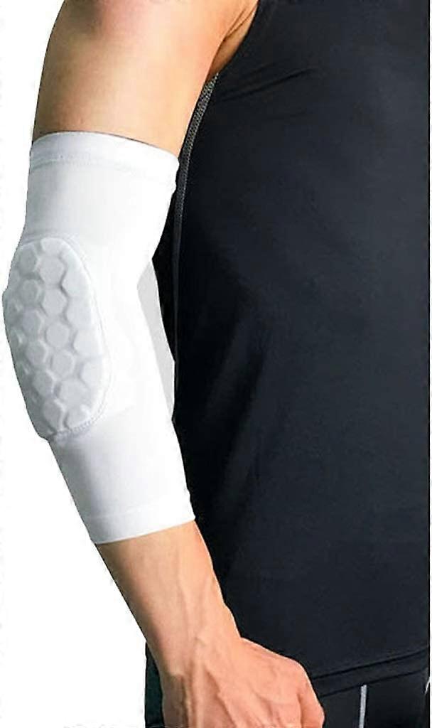 Elastic Gym Sport Basketball Arm Sleeve Shooting Crashproof Honeycomb Elbow Support Pads Elbow Protector Guard(2pcs, red and white)
