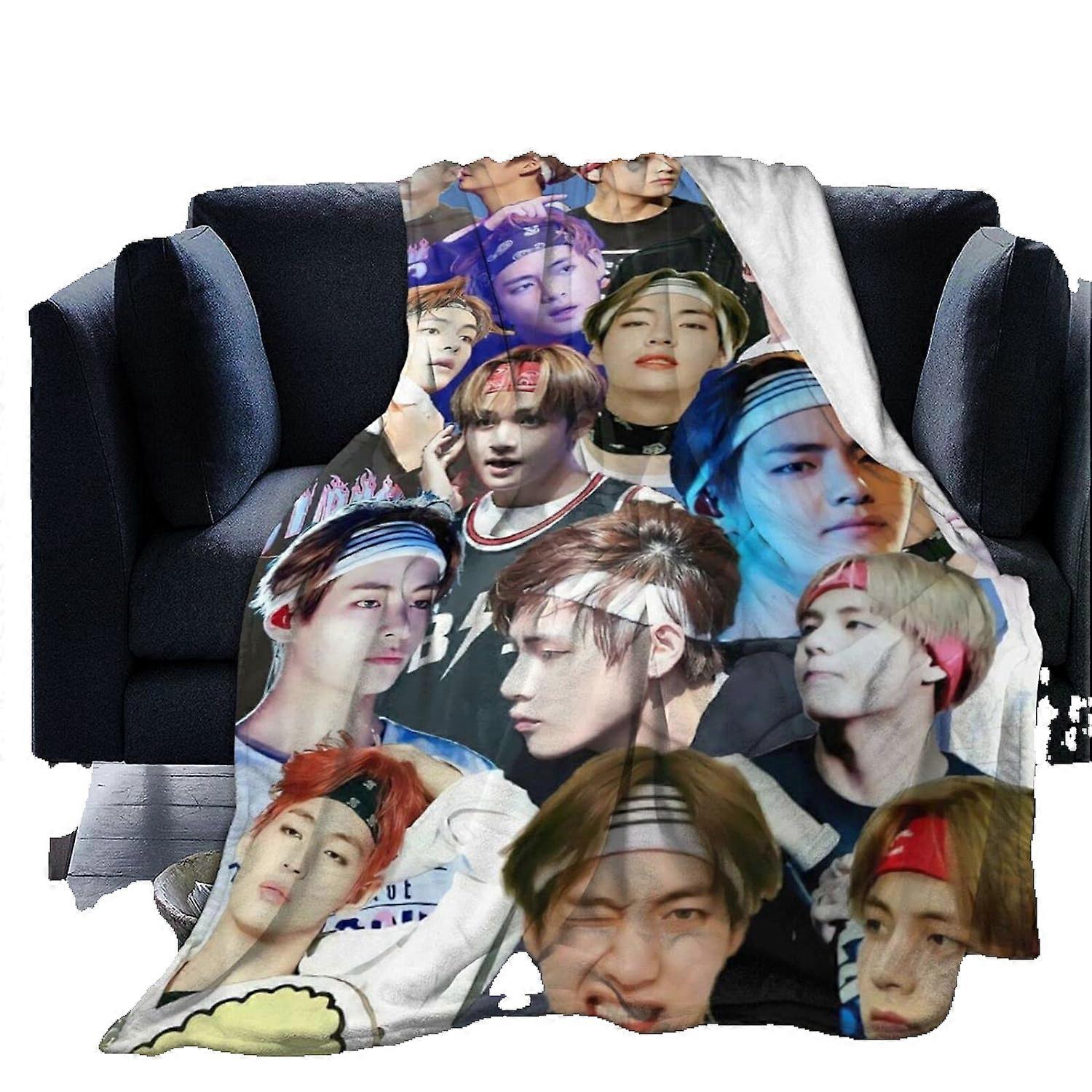 كيم تايهيونغ بطانية صوف دافئة ناعمة ومريحة للأريكة ، سرير مكتب سيارة معسكر أريكة مريحة رقيق أفخم رمي بطانيات الشاطئ-D124-707