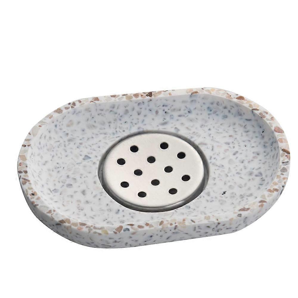 Terrazzo Double Layer Soap Dish with Drainage for Bathroom, Shower, Kitchen/