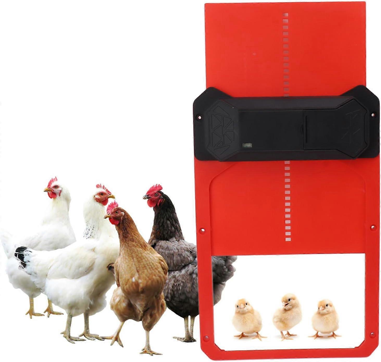 Automatic Chicken Coop Door, Solar or Battery Powered Opener with Timer Light Sensor Aluminum Chicken Coops Door Plastic and Weatherproof Multi Modes 