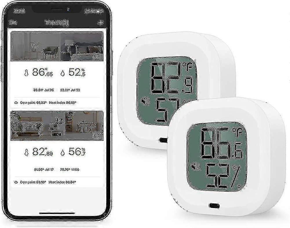 2 Pieces Thermometer Hygrometer Bluetooth. Humidity Temperature Sensor With Data -aya