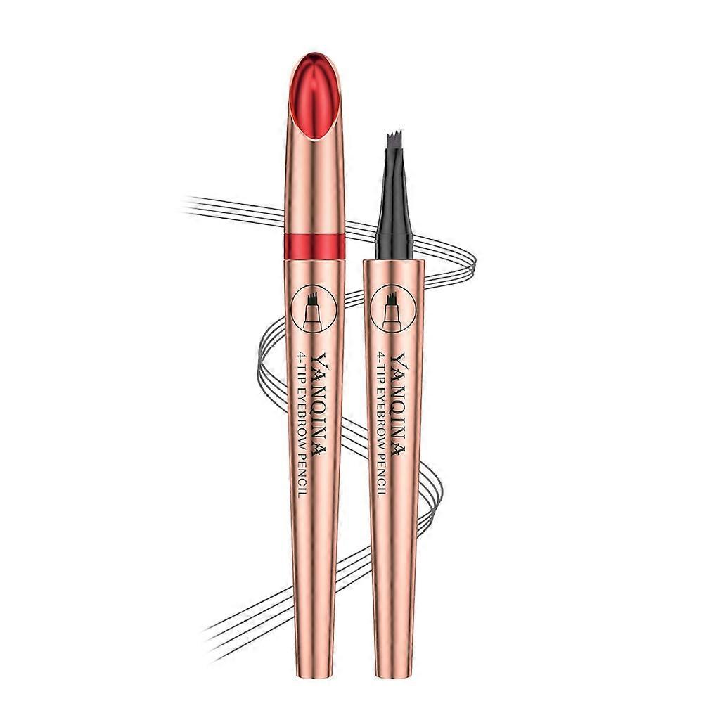 Waterproof Microblading Eyebrow Pen Liquid Eyebrow Tint Pen with 4 Fork-Tips