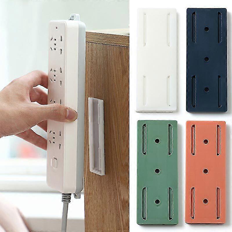 8pcs Socket Holder Plug Fixer Wall-mounted Power Strip Holders Sticker Punch
