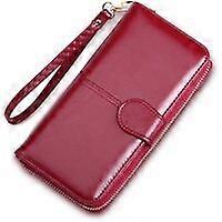 Women's Large Capacity Zipper Wallet (Wine Red)