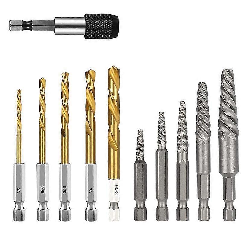 Screw Extractor Set, 11 Pieces Easy Out Bolt Extractor Set, Reverse Drill Bit Extractor Set for Rem