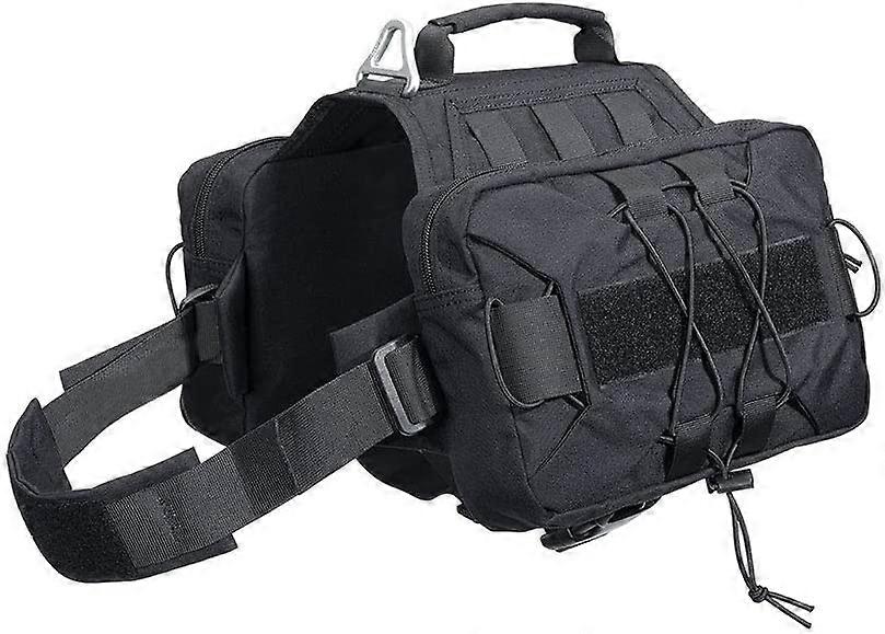 حقيبة سرج حقيبة ظهر سفر التخييم المشي لمسافات طويلة متوسطة وكبيرة مع 2 جيوب جانبية واسعة ، أسود