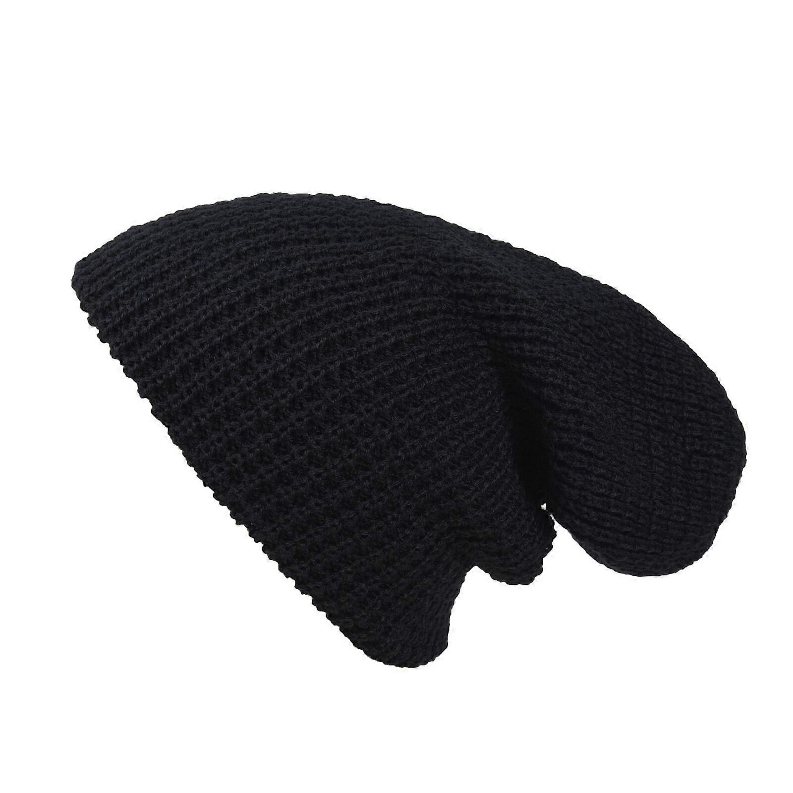 Gorro masculino de malha folgado, caveira, folgado, inverno, quente, grande, boné de skate