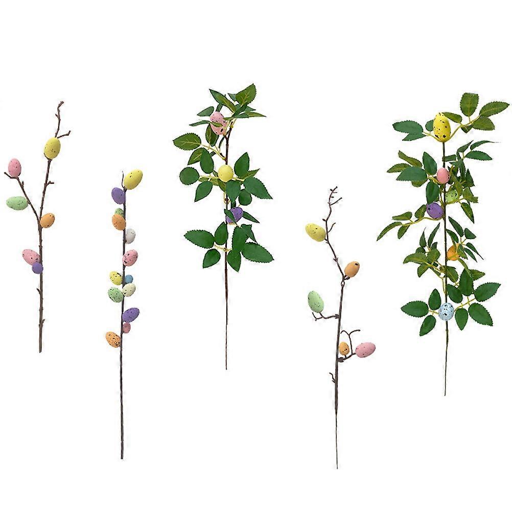 5pcs Easter Egg Tree Branch Decor Artificial Eggs Branch Realistic Egg Tree Ornaments
