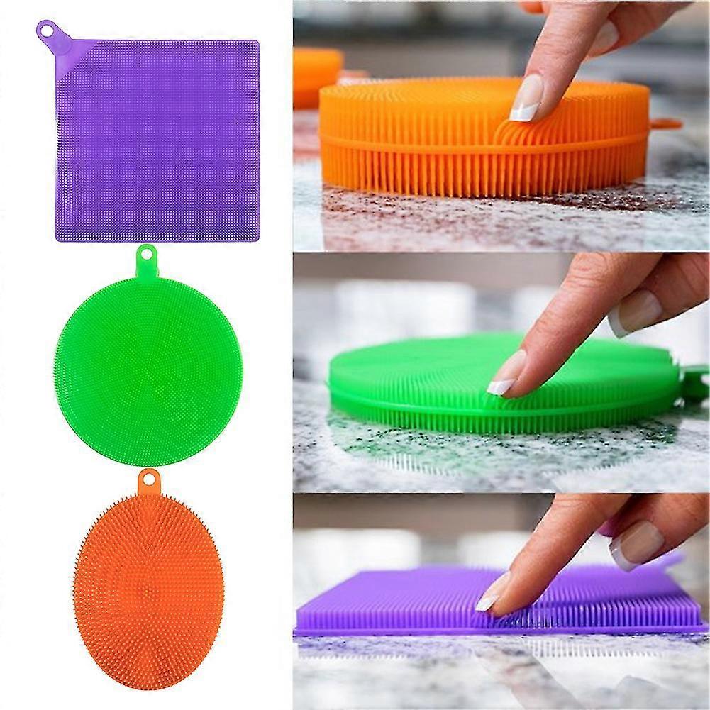 3pcs Cleaning Tool Washing Silicone Sponge 3 Multi-colored With