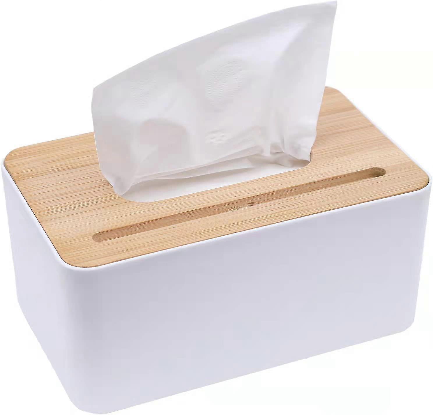 Tissue Box Cover, Bamboo Tissue Holder For Tissues And Disposable Face Towel, Rectangular Tissue Box