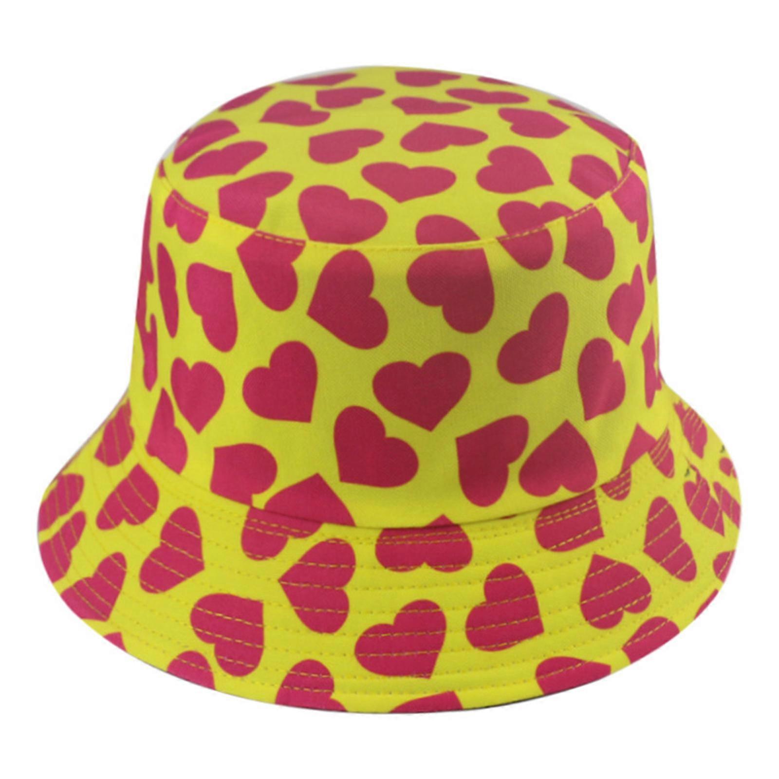 Heart Print Bucket Hat Simple Fisherman Hat All-match Sunscreen for Daily Wear