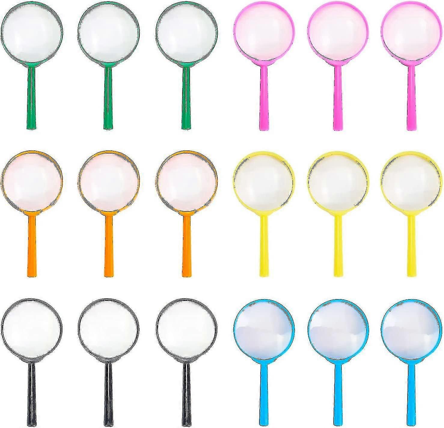 Magnifying Glass Kids Plastic Magnifier 18 Pack Hand Lens Mini Handheld Magnifying Lenses For Children Science Class Outdoor Observation Party Fun Too