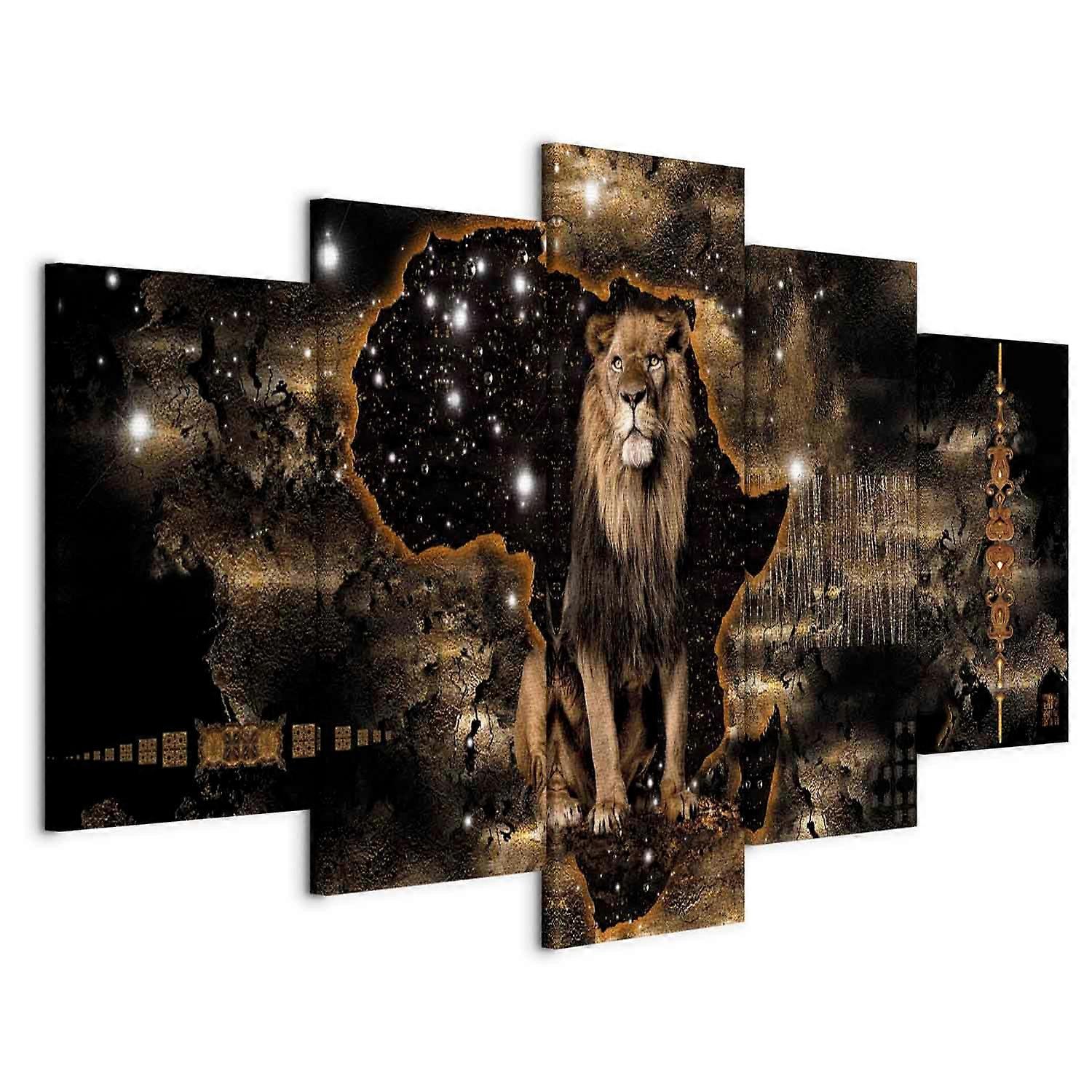 Canvas Print - Golden Lion (5 Parts) Wide