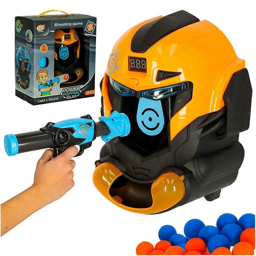 Target Shooting Robot Head Arcade Game Set Gun + Balls