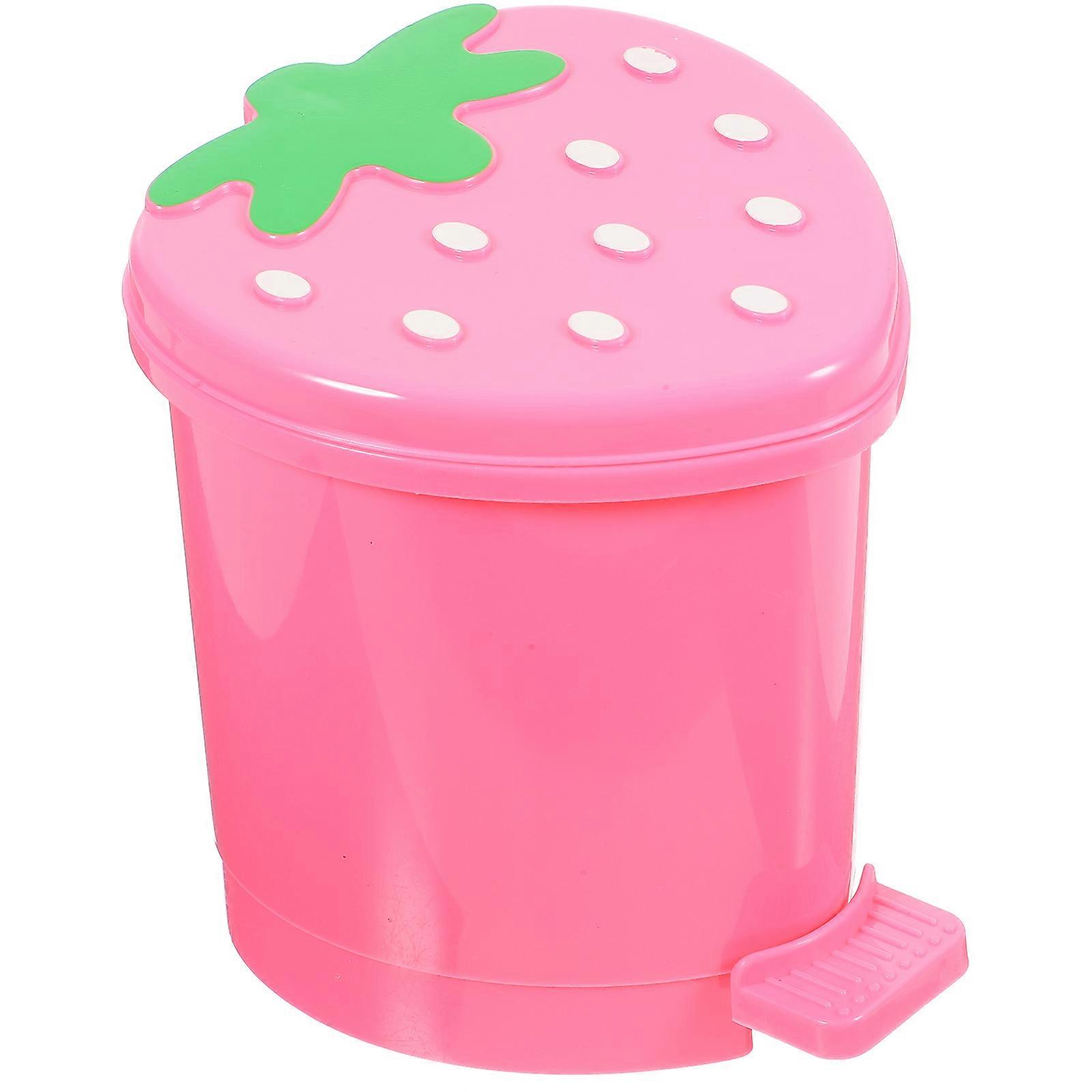 Adorable Strawberry Trash Bin Mini Home Desktop Garbage Storage Can Trash Holder