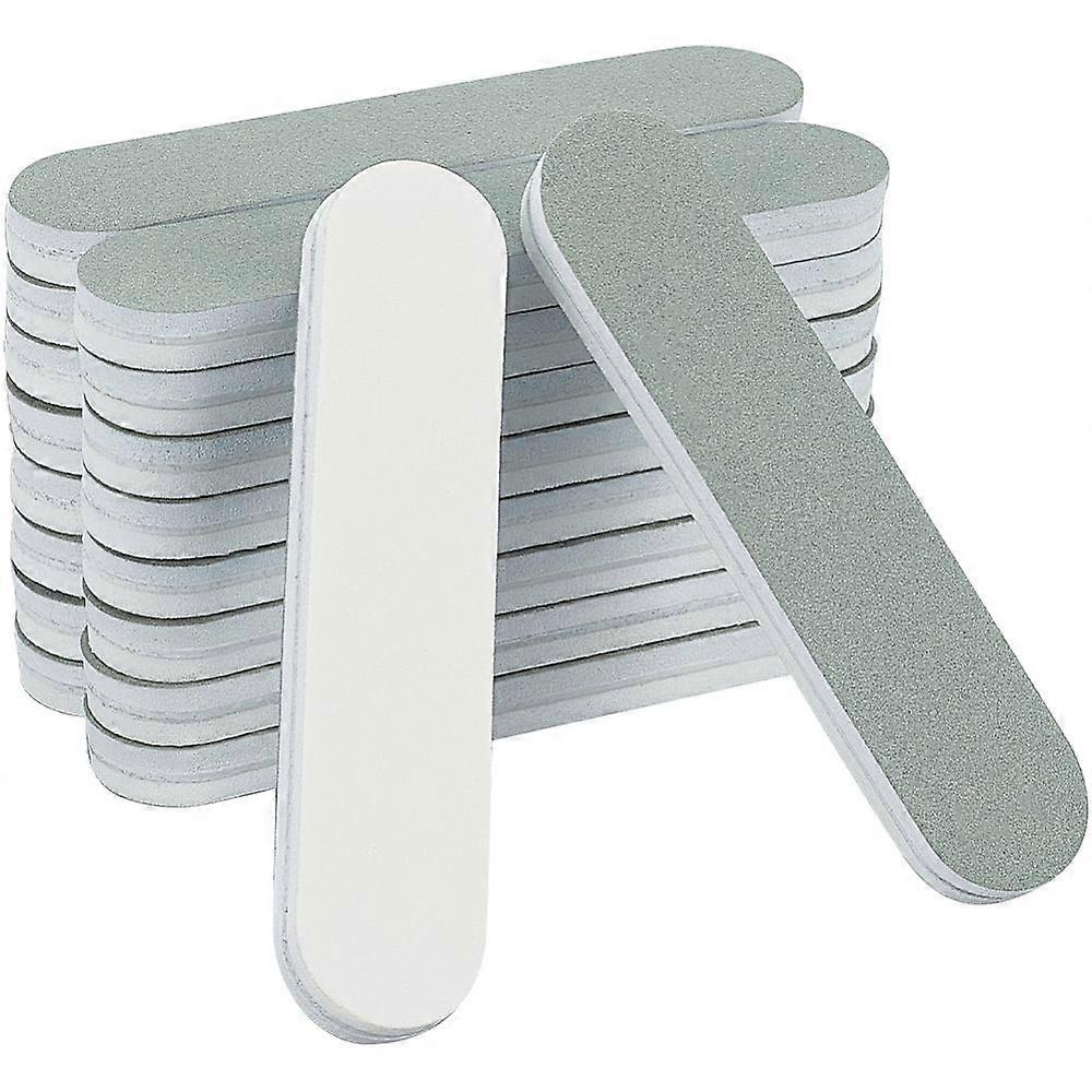 20Pcs Sanding Nail File Buffer Block UV Gel Polish Tools Oval Silver 9x1.9x0.65cm