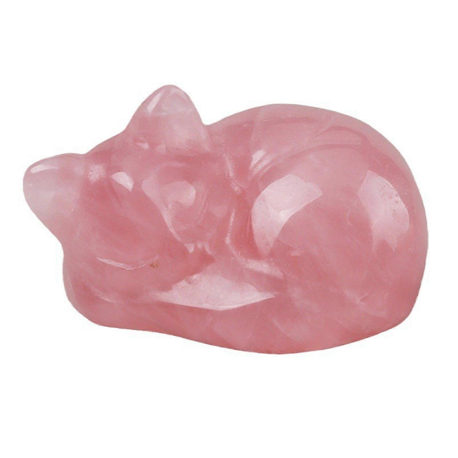 Ametist katt figur helande kristall sovande katt figur polerad ädelsten katt prydnad för hemmakontor skrivbord inredning katt älskare gåva