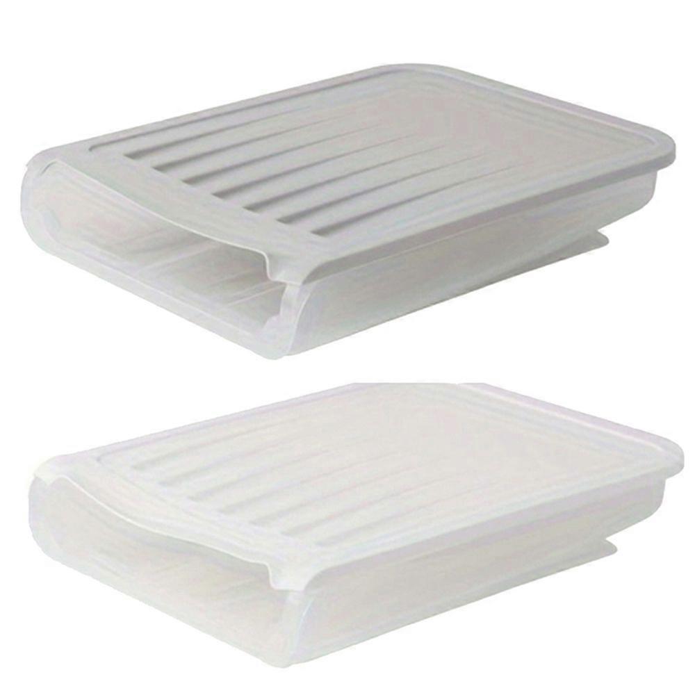 Automatic Rolling Egg Box Refrigerator Crisper Egg Basket Storage Container Kitchen Storage Box Gray&White