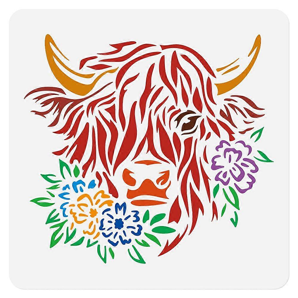 DIYスクラップブックフォトアルバム牛300x300mmのための1pcペット中空描画絵画ステンシル