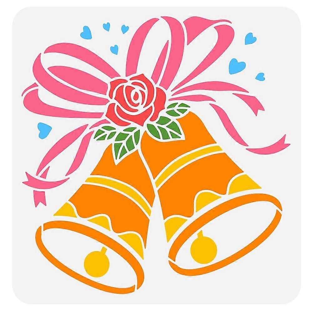 1pc PET Hollow Out Drawing Painting Stencils for DIY Scrapbook Photo Album Bell Pattern 30x30cm