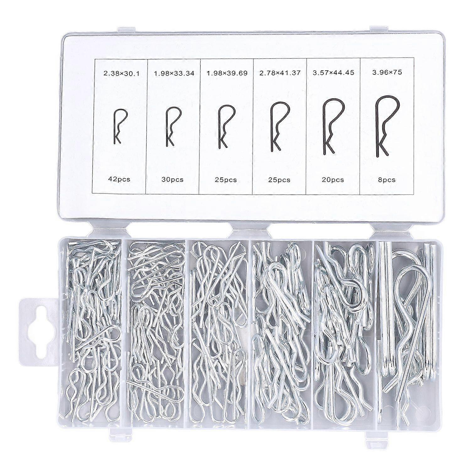 150PCS Spring Cotter Pin Assortment Set Galvanized Steel R Shaped Trailer Hitch Pins Fastener