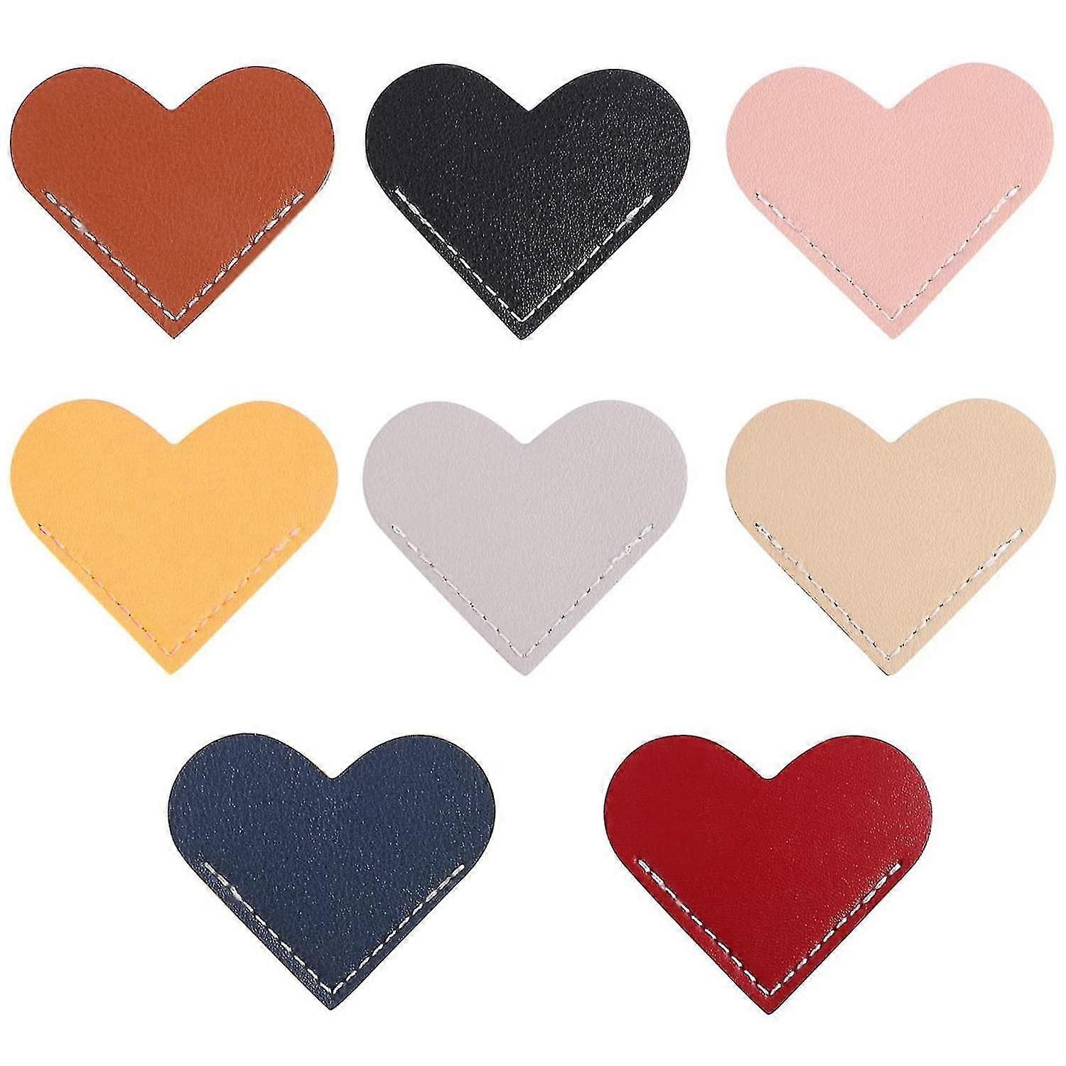 8 Pieces Leather Heart Bookmark Page Corner Book Marker Handmade