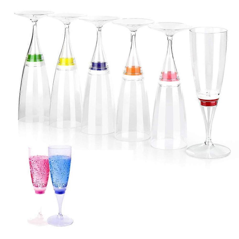 6 Pcs LED Wine Champagne Flute Glasses Water Liquid Activated Flashing Light-up Cups