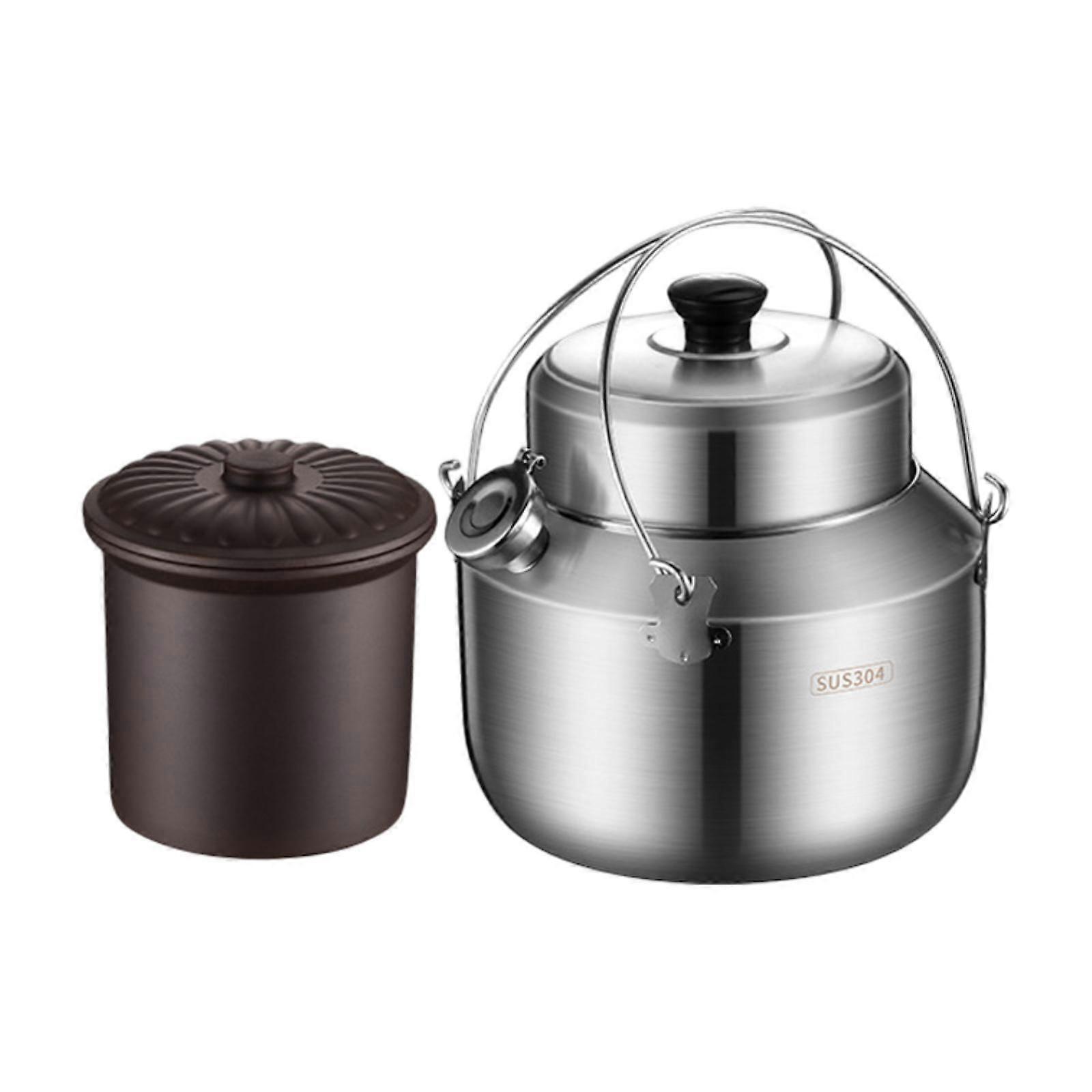 Stew Cooker with Handle Stockpot Stovetop Pot for RV Travel Breakfast Fruits Silver