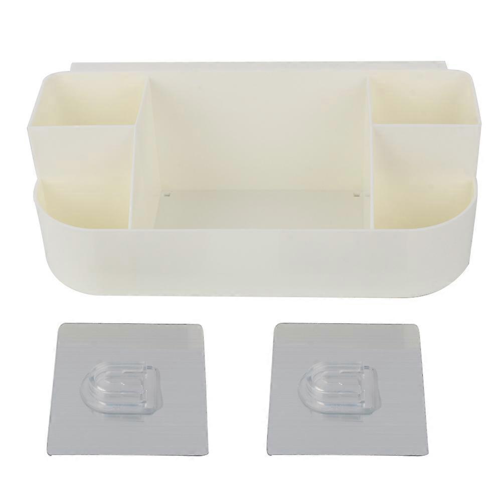 Wall Mounted Multiple Grids Storage Rack Shelf Organizer for Home Bathroom (White)