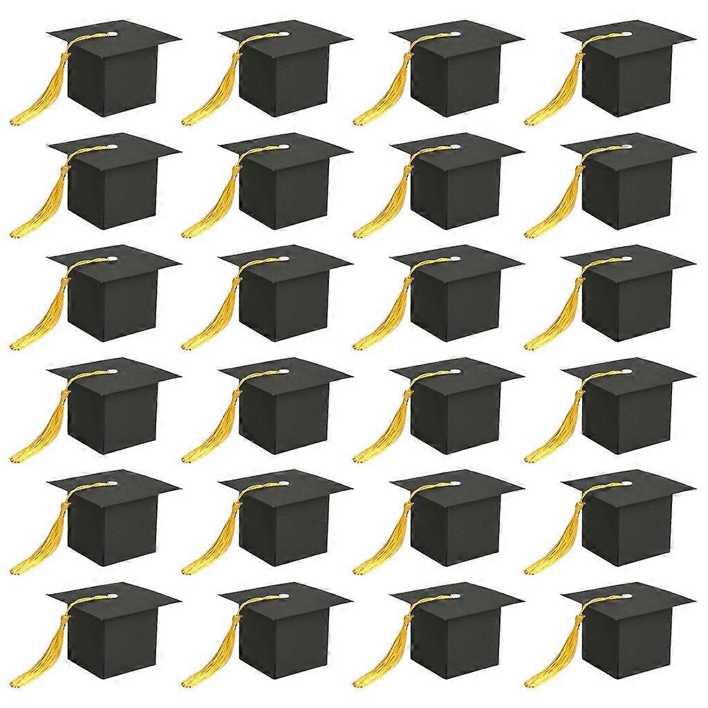 1Set Gift Box with Golden Red White Tassels for Graduation Ceremony Party Cap Gift Boxes for Graduation Favor Party Prop black